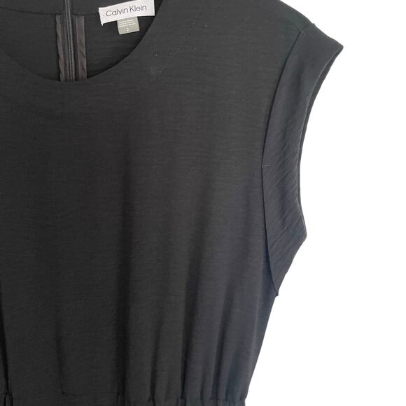 Calvin Klein Black Wide Leg Jumpsuit Size 2 Sleeveless Belted Closet Basic Work - Picture 5 of 10